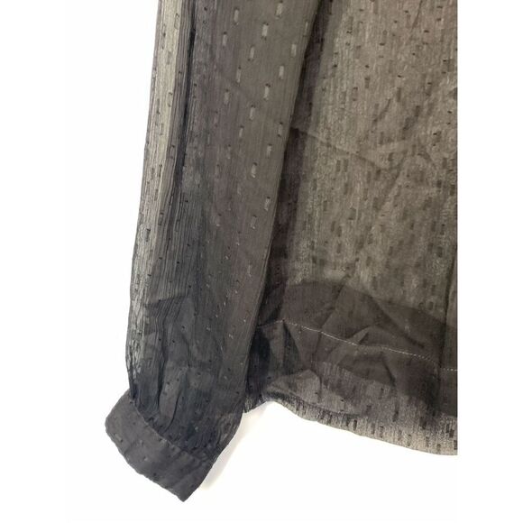 To The Max Women's Long Sleeve Sheer Tie Neck Sexy Top Blouse black size medium - Picture 5 of 8